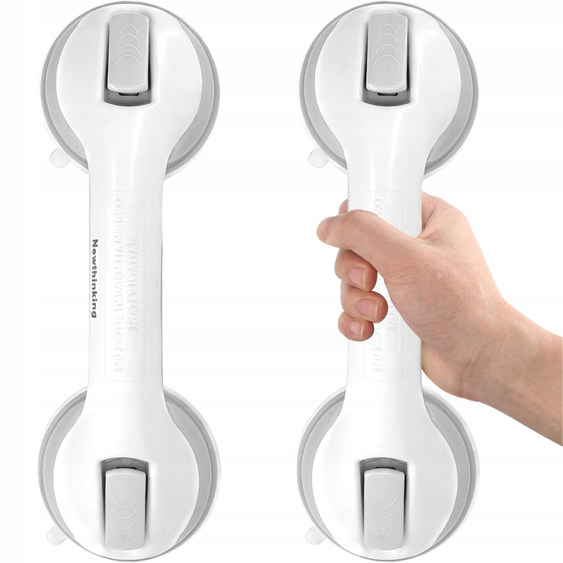 2x UCHWYT ŁAZIENKOWY POD PRYSZNIC ŚCIENNY NA PRZYSSAWKI PORĘCZ DLA SENIORA