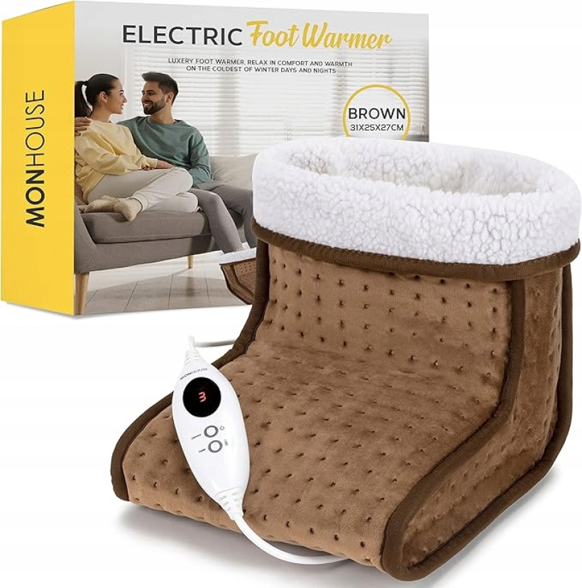 Elektryczny ogrzewacz stóp MONHOUSE – relaksująca terapia cieplna dom biuro