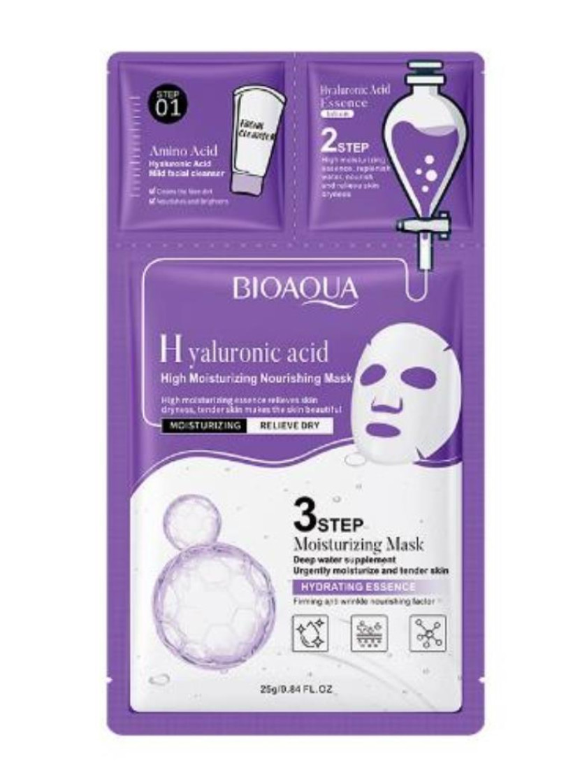 Maska do twarzy Bioaqua Hyaluronic acid 3-Step High Moisturizing Nourishing Facial Mask
