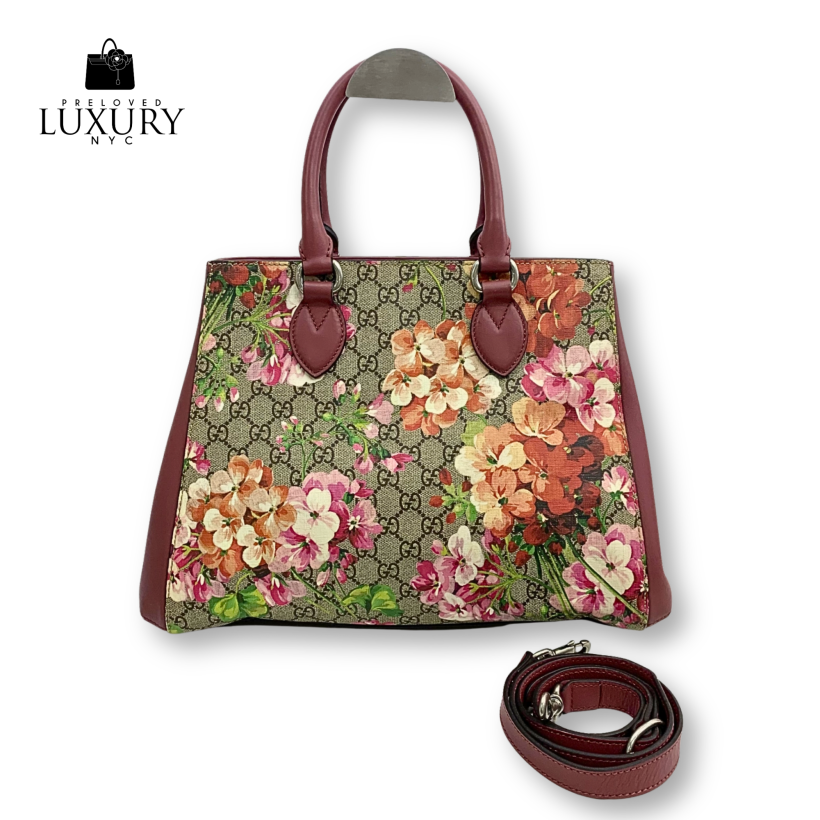 GUCCI 453704 Red/Grey Canvas/Leather Blooms 2Way