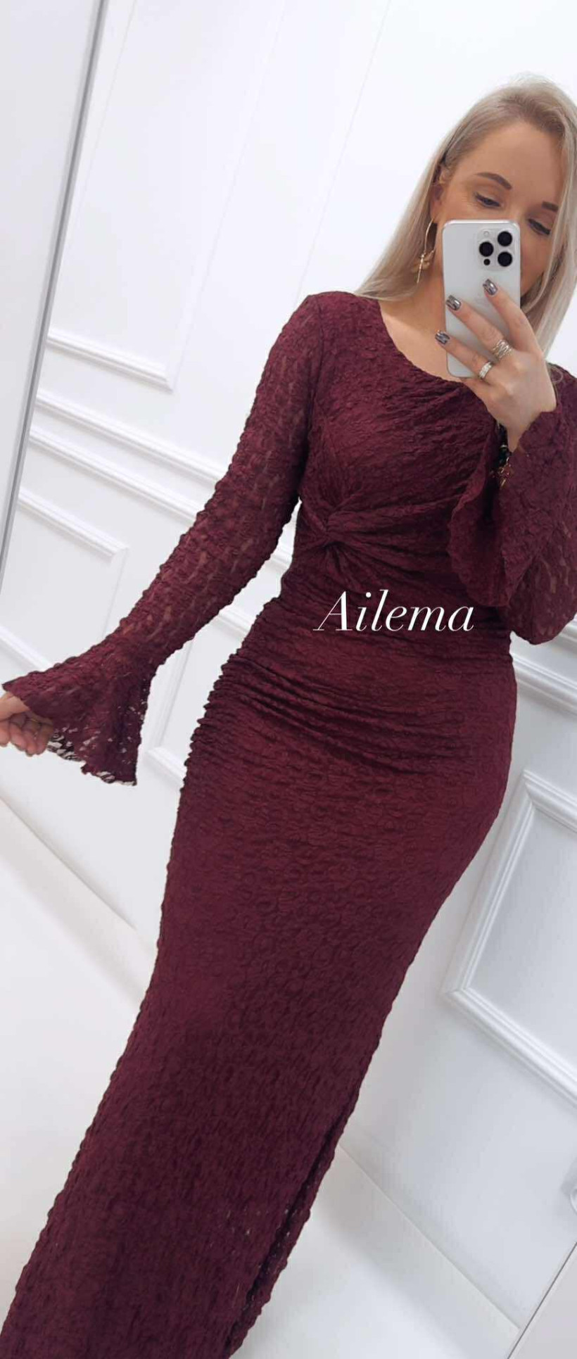 Elegancka sukienka maxi kk1196 koronka