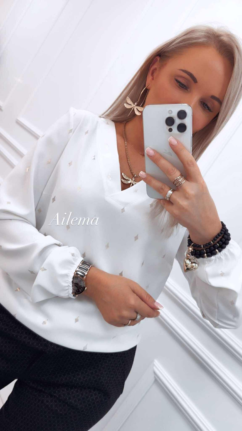 Koszula Madex dekolt V kk1198 złote romby