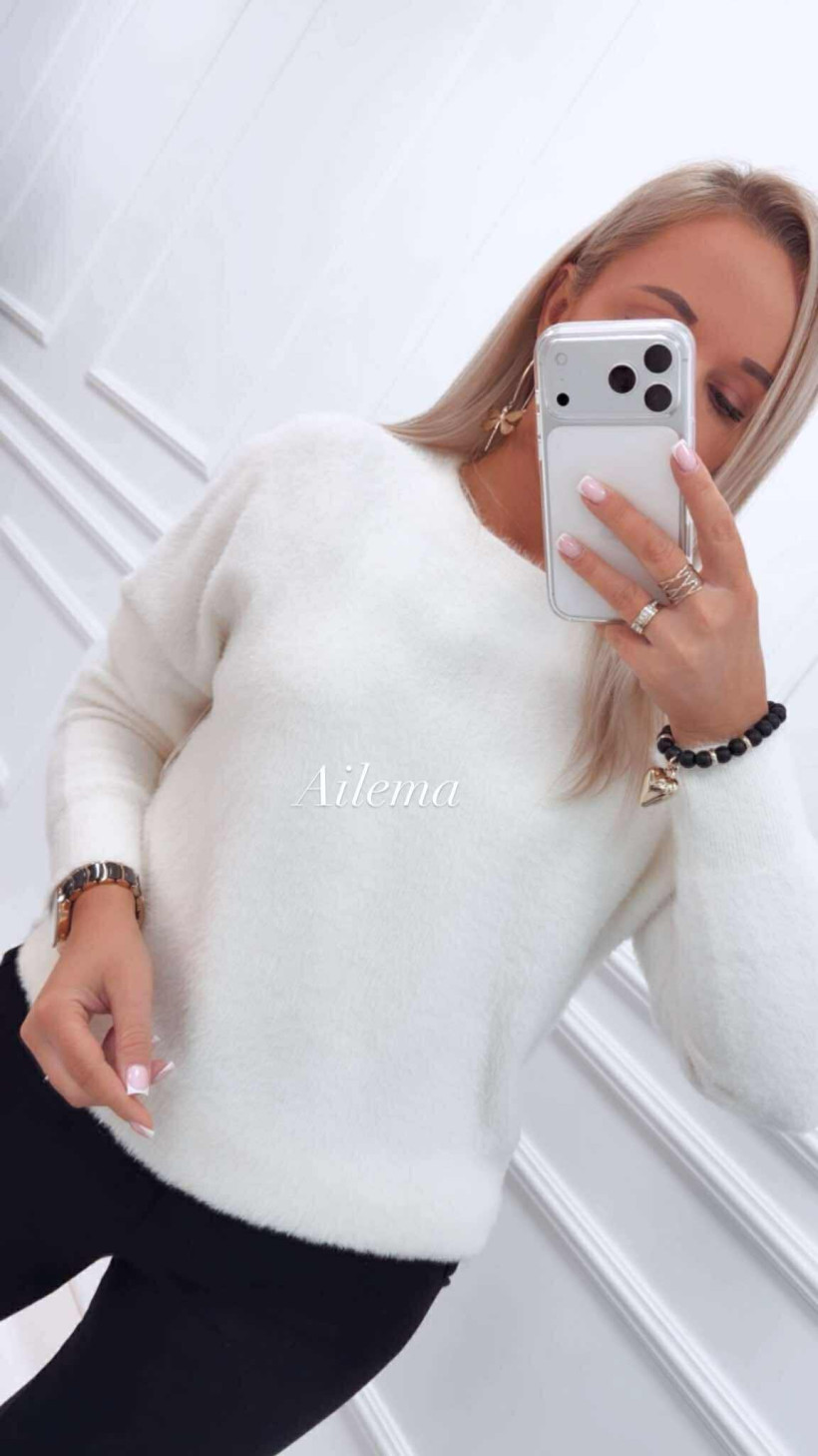 Sweter Kinga alpaka 5G377 okrągły dekolt, długi rękaw