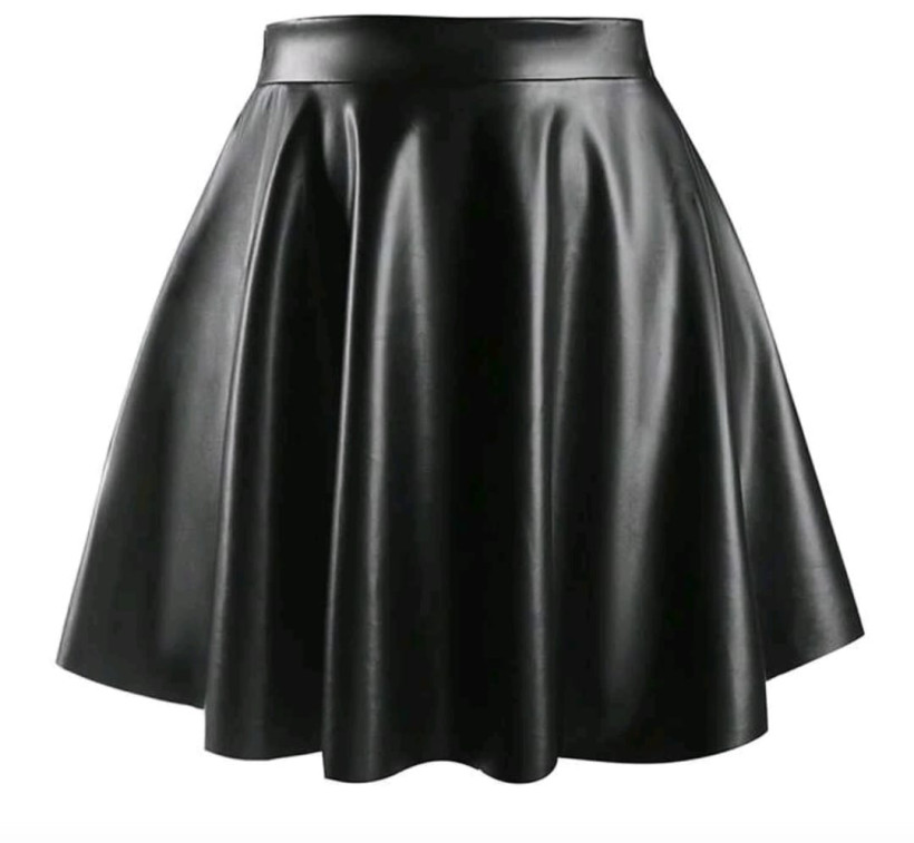 S5490 Spódnica z ekoskóry rozkloszowana SHEIN