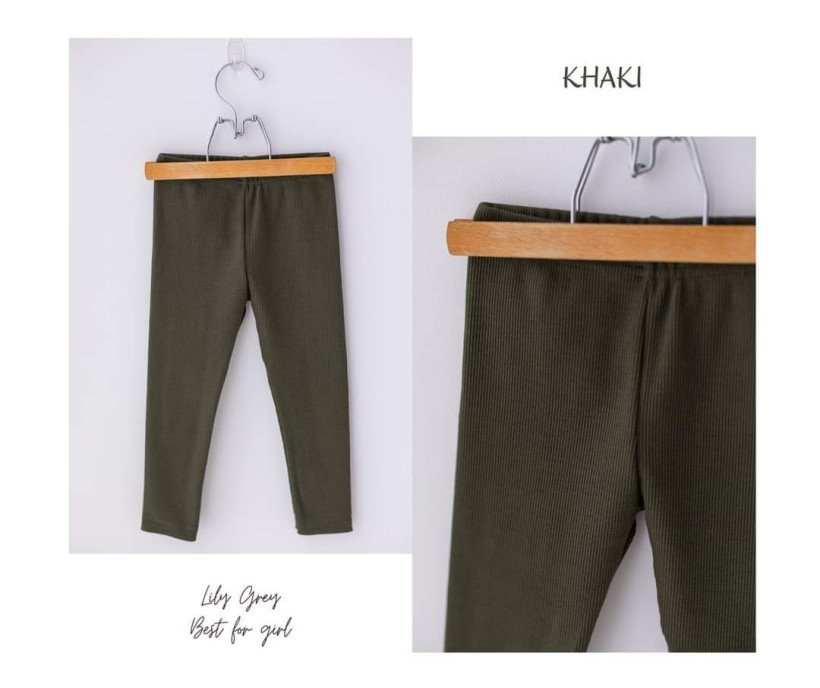 LEGINSY LILY GREY GŁADKIE PRĄŻEK KHAKI