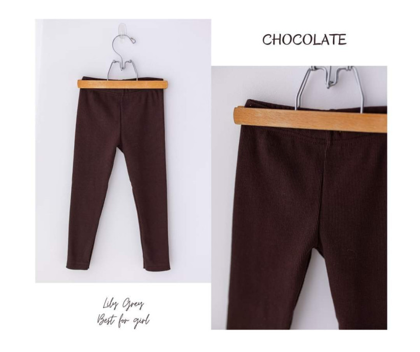 LEGINSY LILY GREY GŁADKIE PRĄŻEK CZEKOLADA
