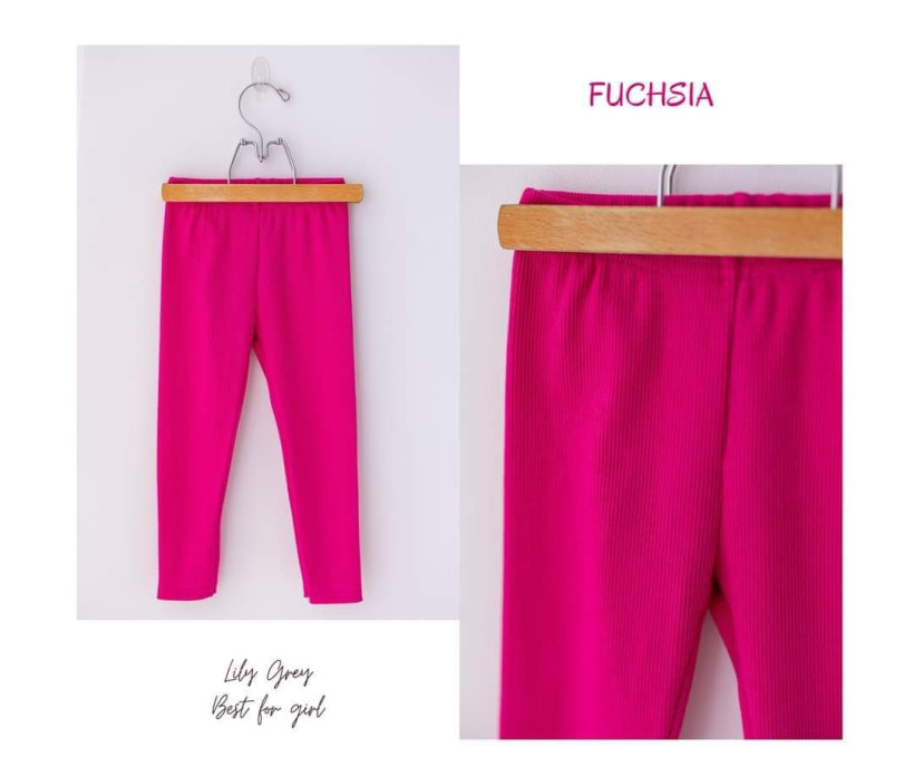 LEGINSY LILY GREY GŁADKIE PRĄŻEK FUKSJA