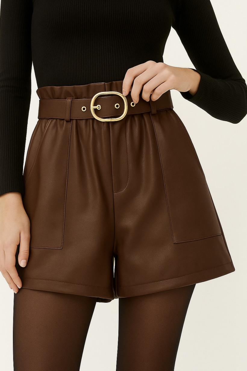 Szorty eko skóra czekolada 1838