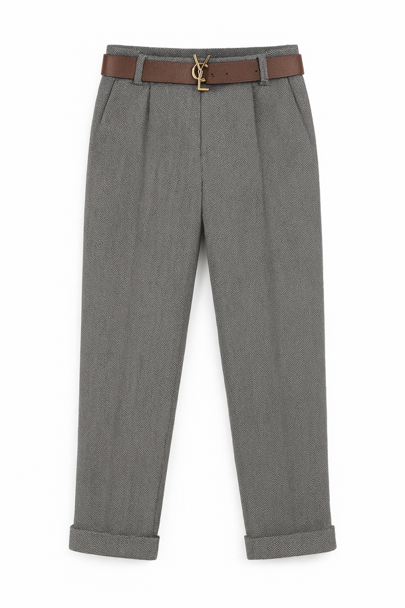 Spodnie w jodełkę szare