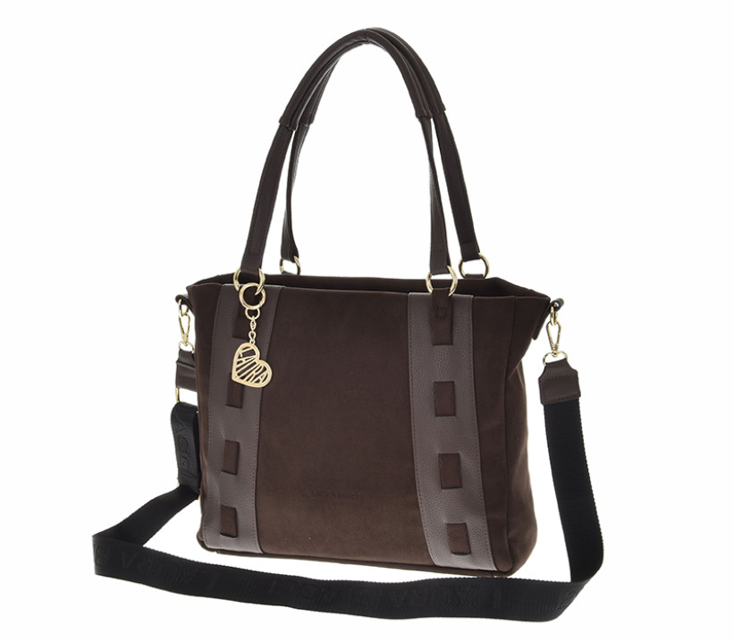 TOREBKA SHOPPER EKO SKÓRA EKO ZAMSZ LAURA BIAGGI CZEKOLADA LA1156