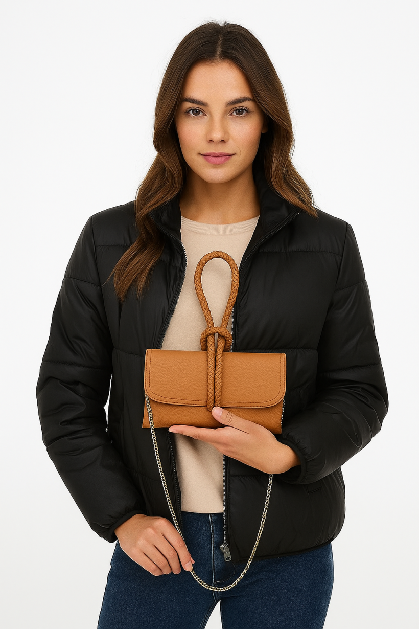 TOREBKA KARMELOWA PLECIONE RĄCZKI