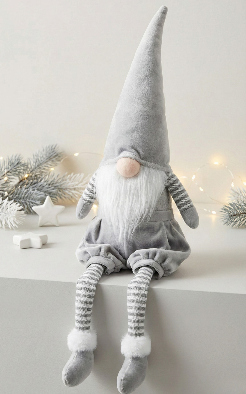 Skrzat pluszowy szaro biały 77cm