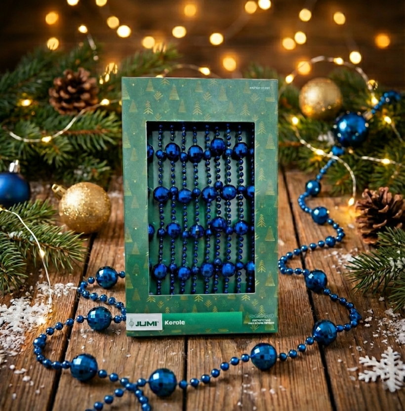 Korale dekoracyjne na choinkę Disco Kule granatowe 5m