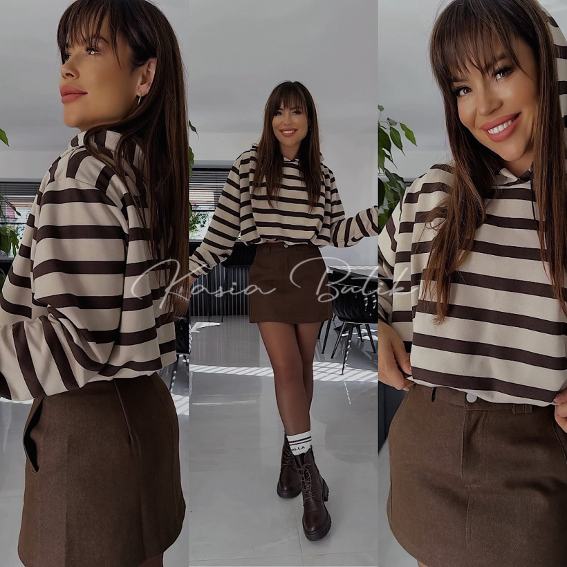 Bluza Erith Czekoladowo&Beżowe Paski