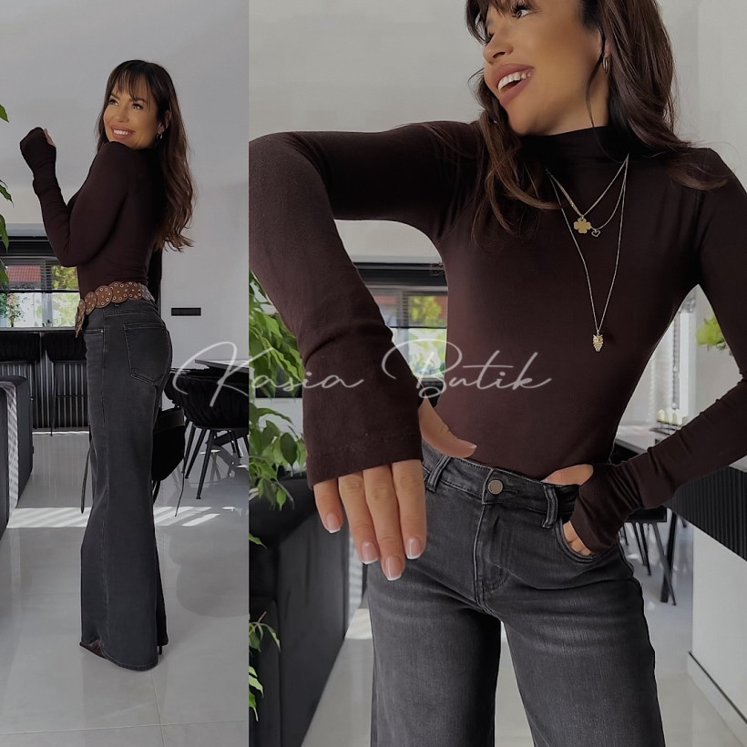 Półgolfik Wiskozowy Fame Fashion Czekoladowy