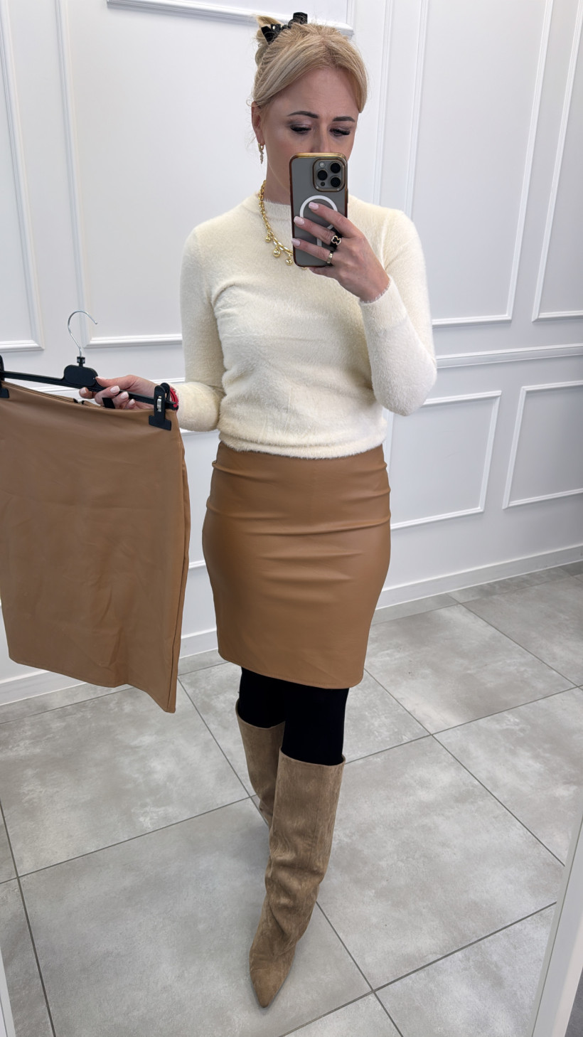 Spódnica skórzana karmel 13938