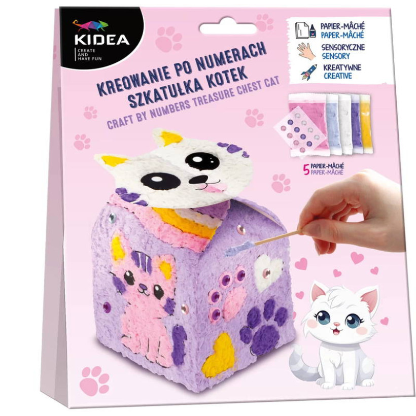 Kreowanie po numerkach szkatułka kotek-kidea