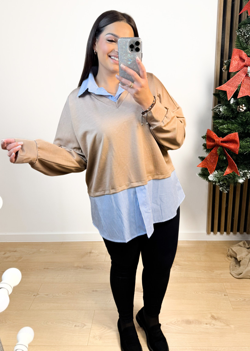 Bluza z dodatkiem koszuli MOLY beżowa