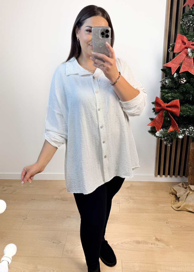 Koszula z drobinkami GOLDEN biała 