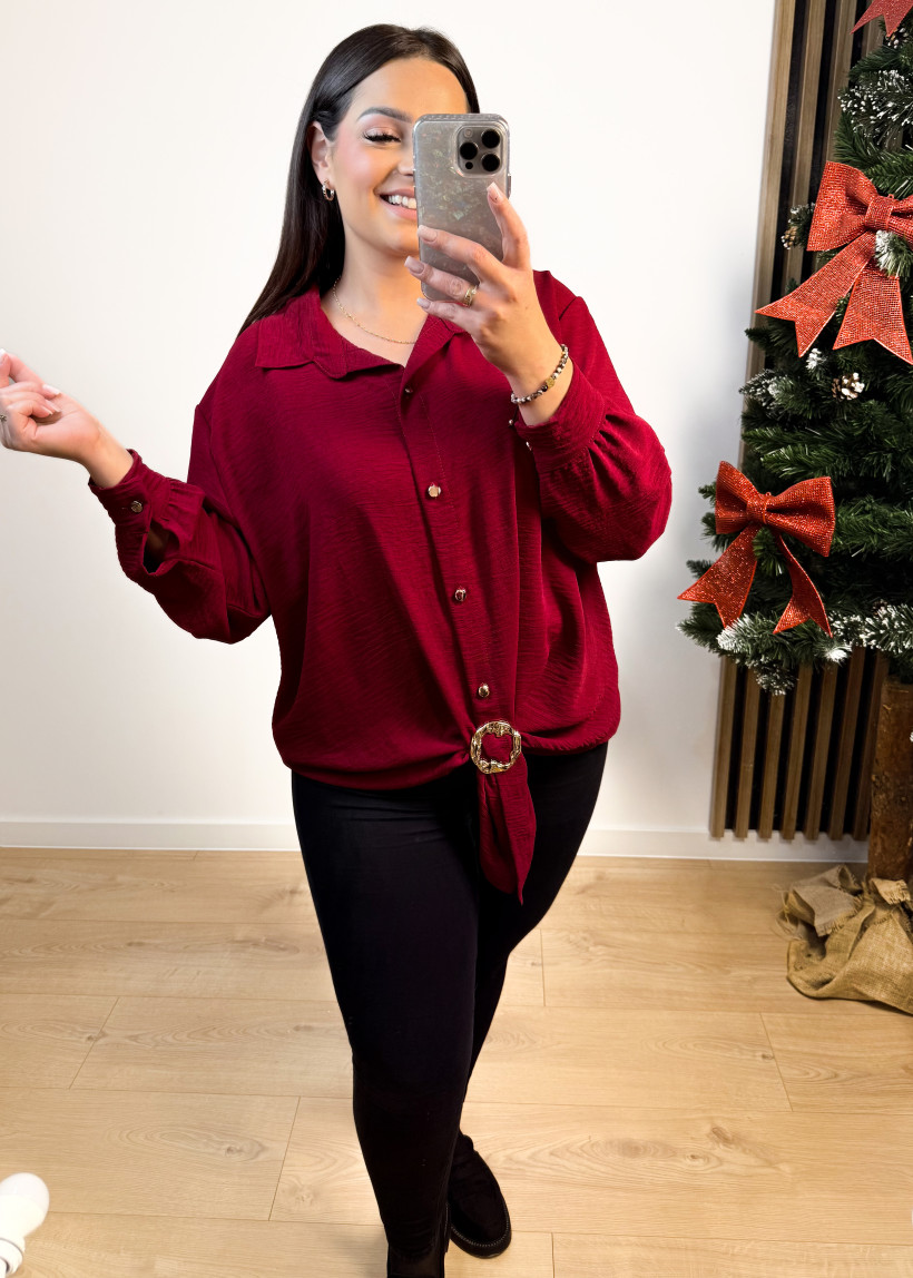 Koszula AFTER z kółeczkiem bordowa