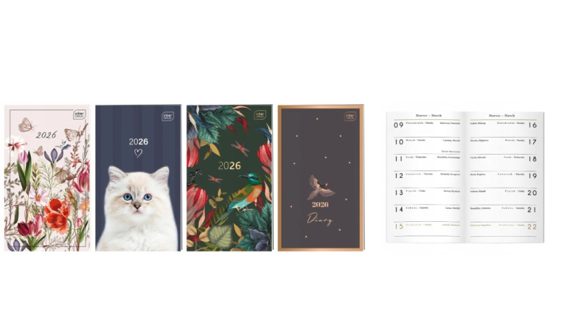 Kalendarz książkowy 2026 A6 Interdruk wielokolorowy