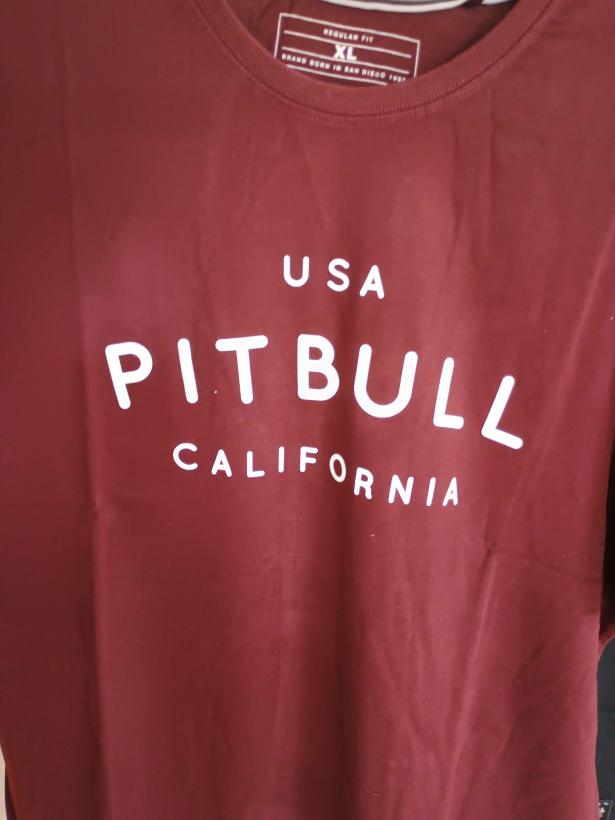 T-shirt męski PITBULL usa bordo