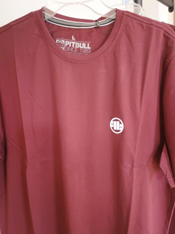 T-shirt męski PITBULL small logo bordo