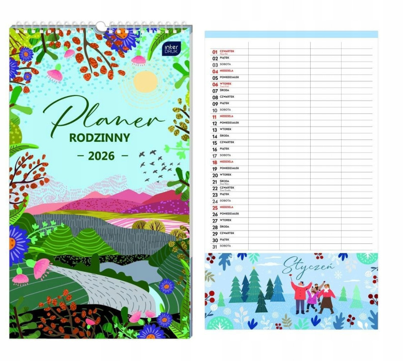 KALENDARZ 2026 PLANER RODZINNY 25X43 