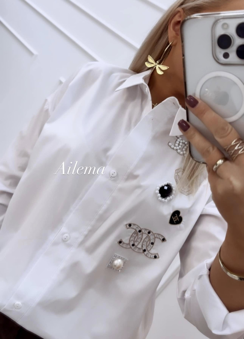 Koszula MANILLA kk1267 ozdobne CC perełki cekiny kamyczki