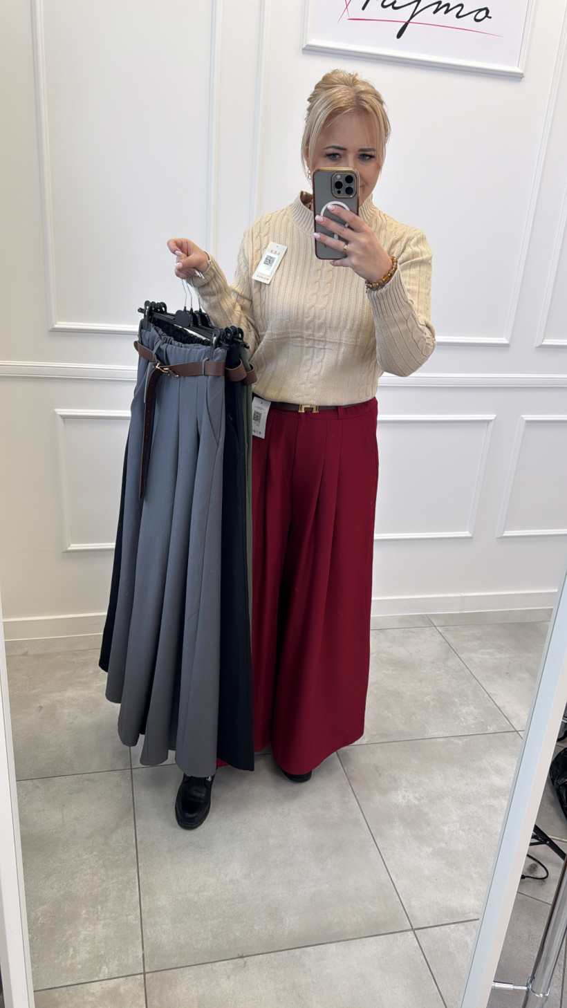 Szerokie spodnie zakładki 13914