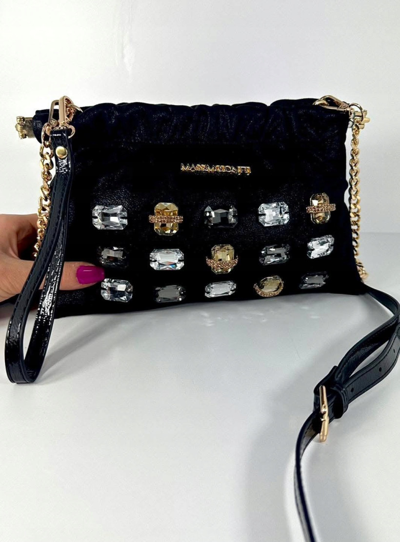 MASSIMO CONTTI TOREBKA CZARNA Z KAMIENIAMI KOLEKCJA LIMITOWANA