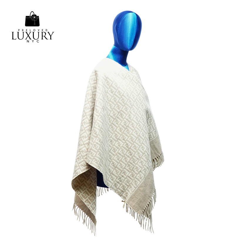 FENDI Poncho FF Wool Beige 80% Wool 20% Cashmere