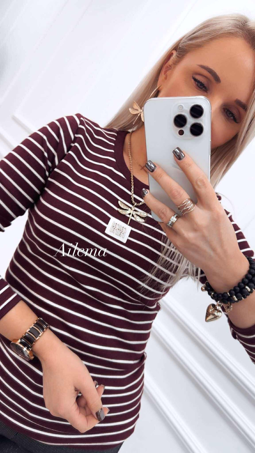 Bluzka HDM H5880 w paski z naszywką minmin