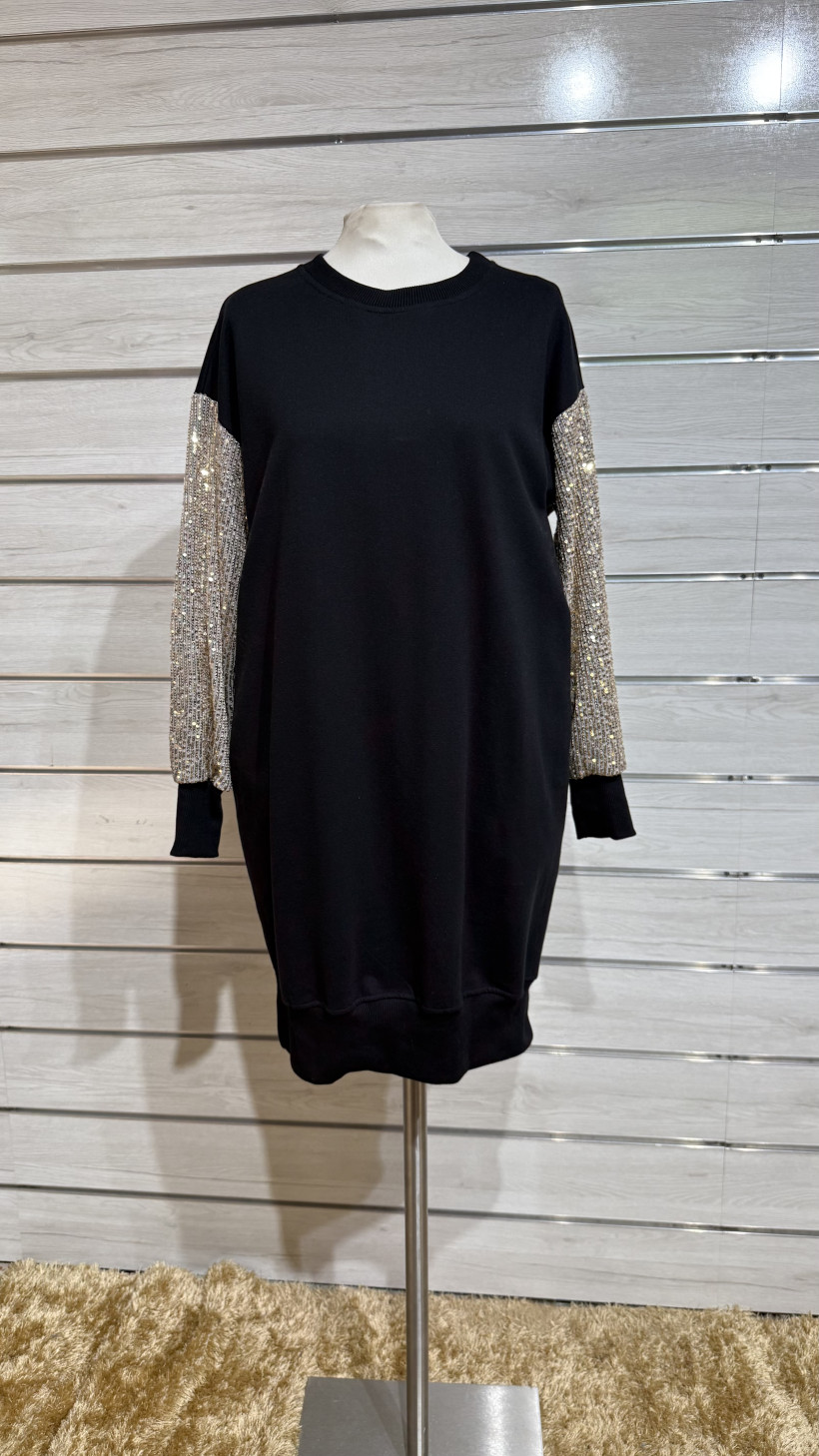 VESTIDO CARDA MANGAS LANTEJOULAS