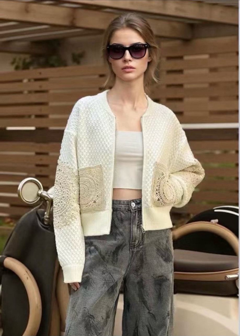 VESTE CROCHET TU 36/44 CAMEL