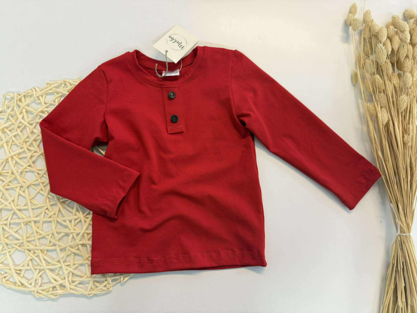 CZERWONA BLUZKA CHŁOPIĘCA Z GUZICZKAMI MAkBA