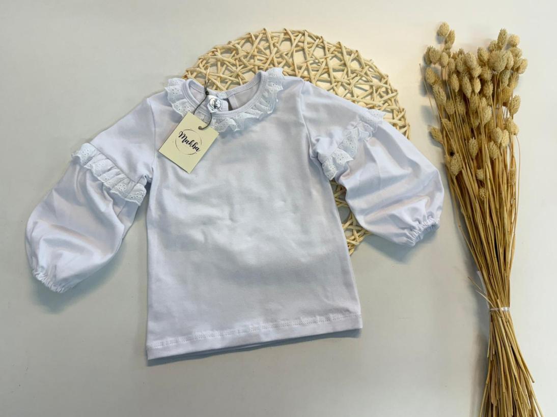 BIAŁA BLUZKA Z KORONKĄ HAFTOWANĄ DŁUGI RĘKAW MAKBA