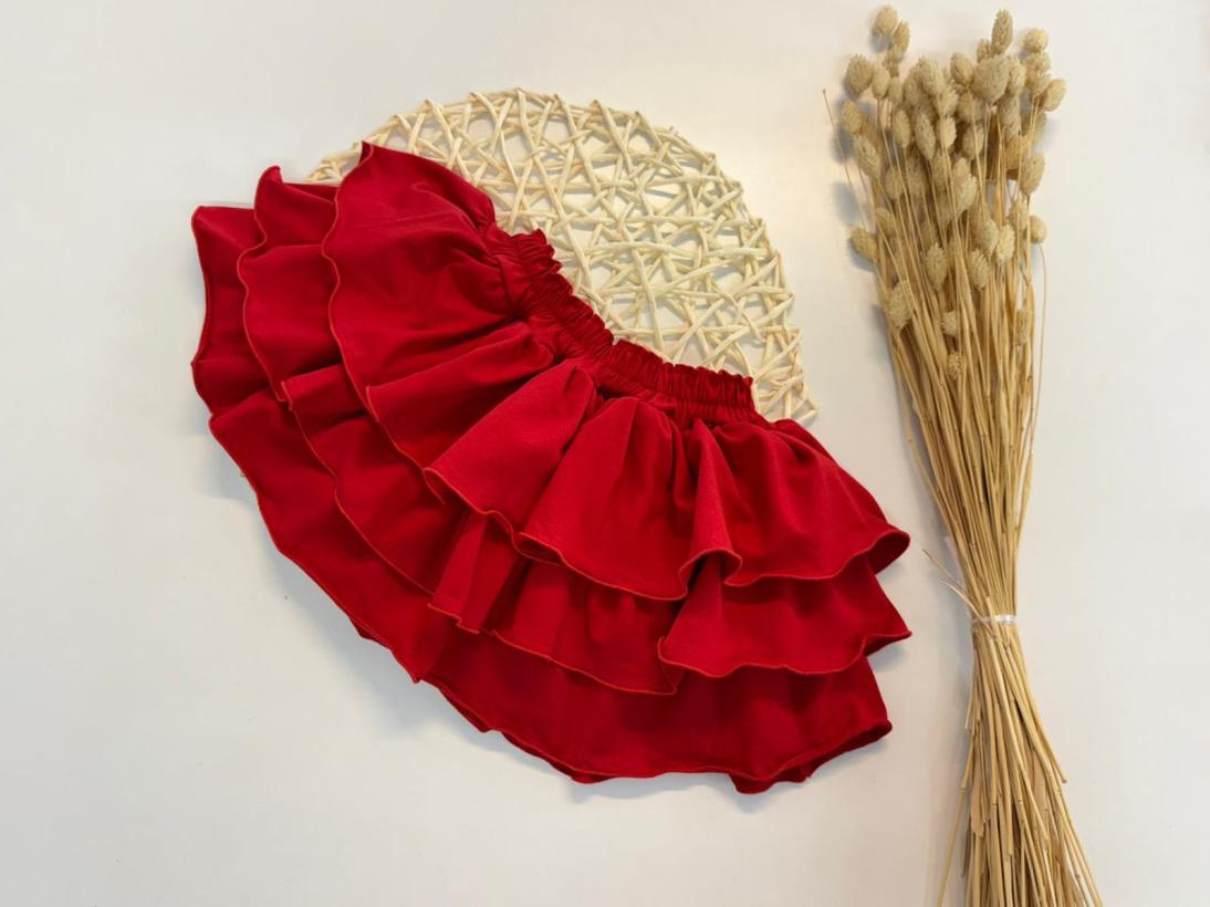 CZERWONA SPÓDNICA TRZY FALBANY MAKBA