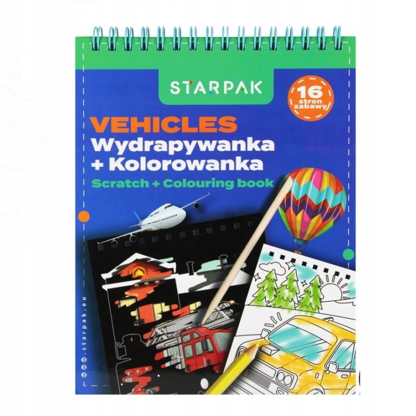 ZESTAW WYDRAPYWANKA + KOLOROWANKA VEHICLES STK AUTA PRACE KREATYWNE