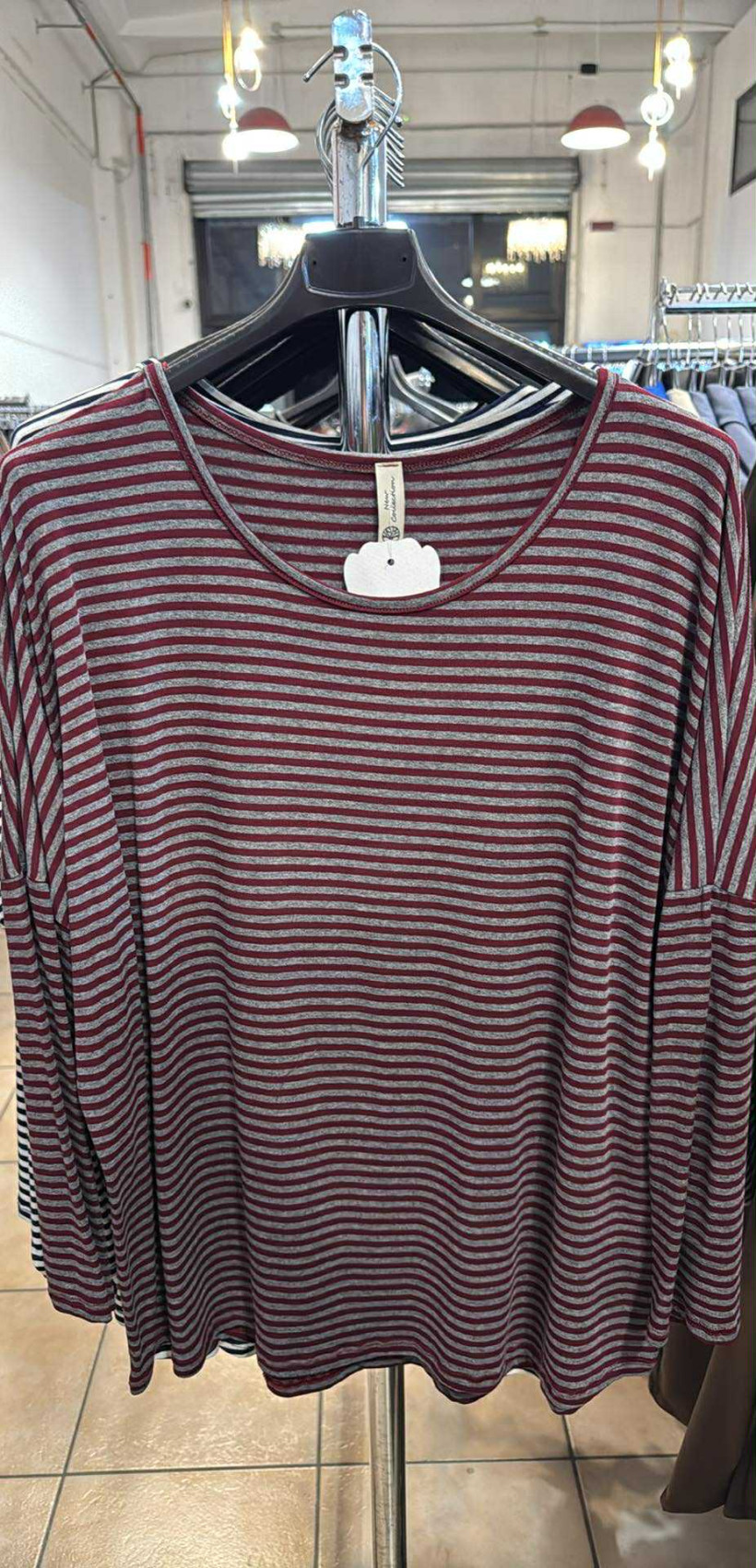 Italia nr.6 - Bluzka w paski - 25107 - bordo z popielem 