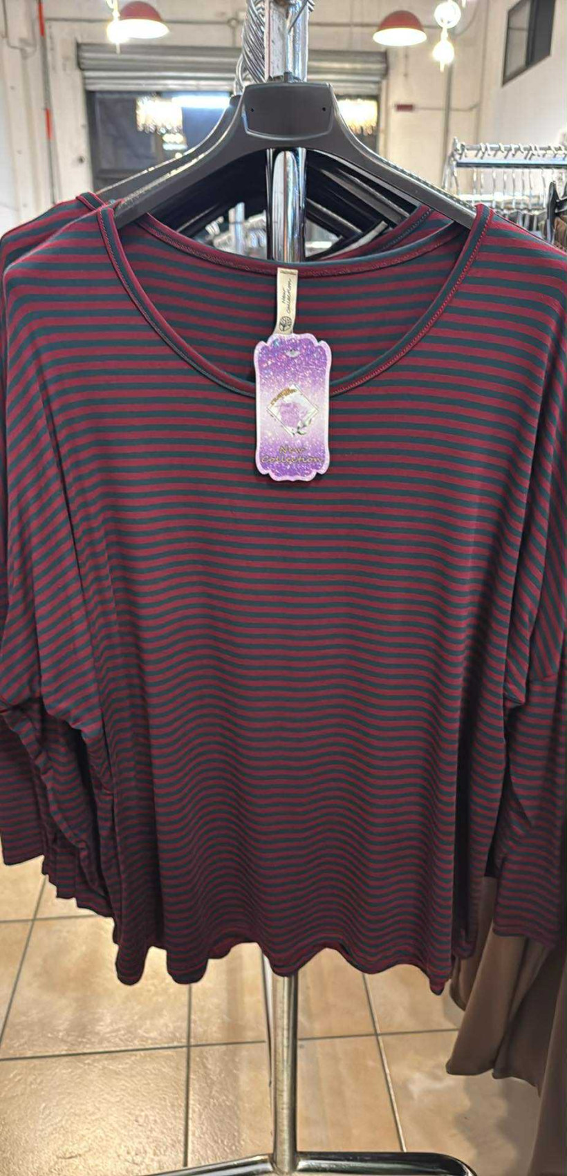 Italia nr.6 - Bluzka w paski - 25107 - bordo z zielenią 