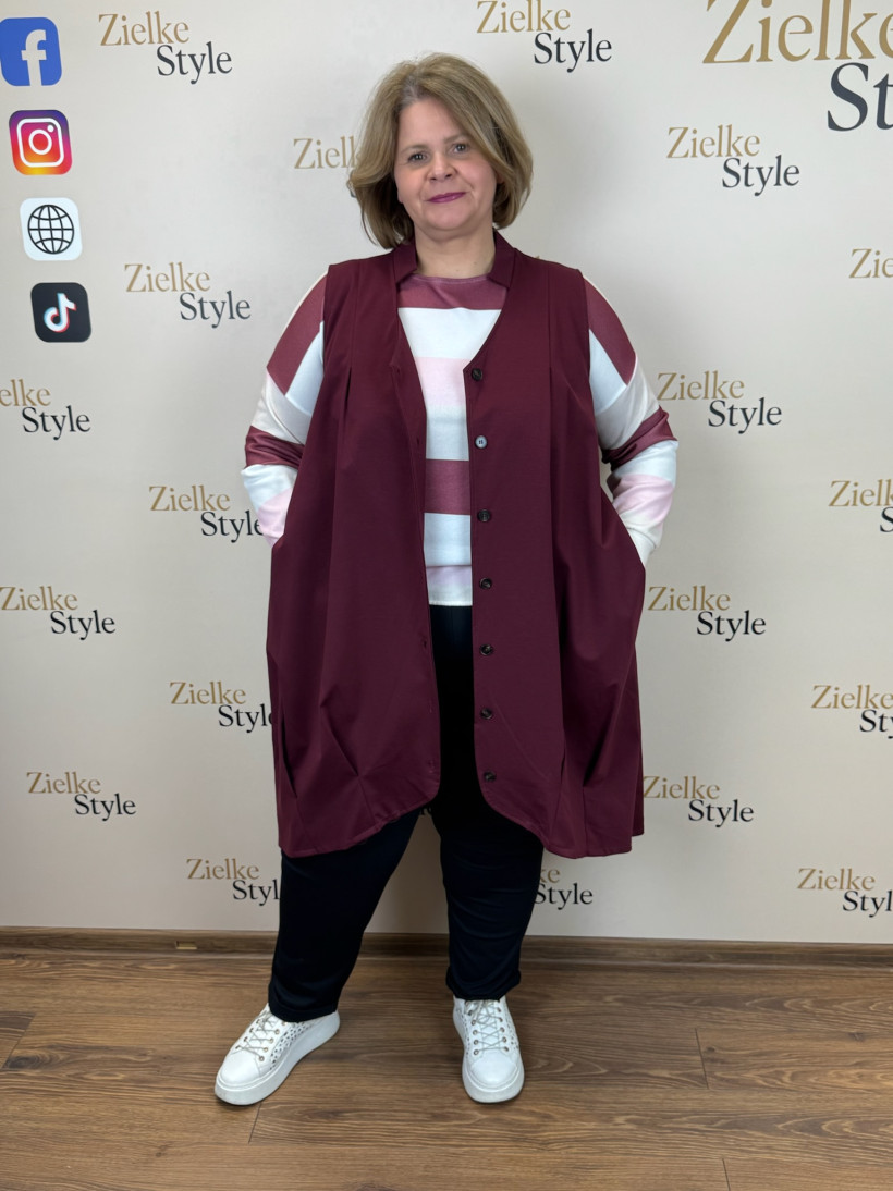 Italia nr.6 - Kamizelka jednokolorowa, zapinana na guziki - 25245 - bordo