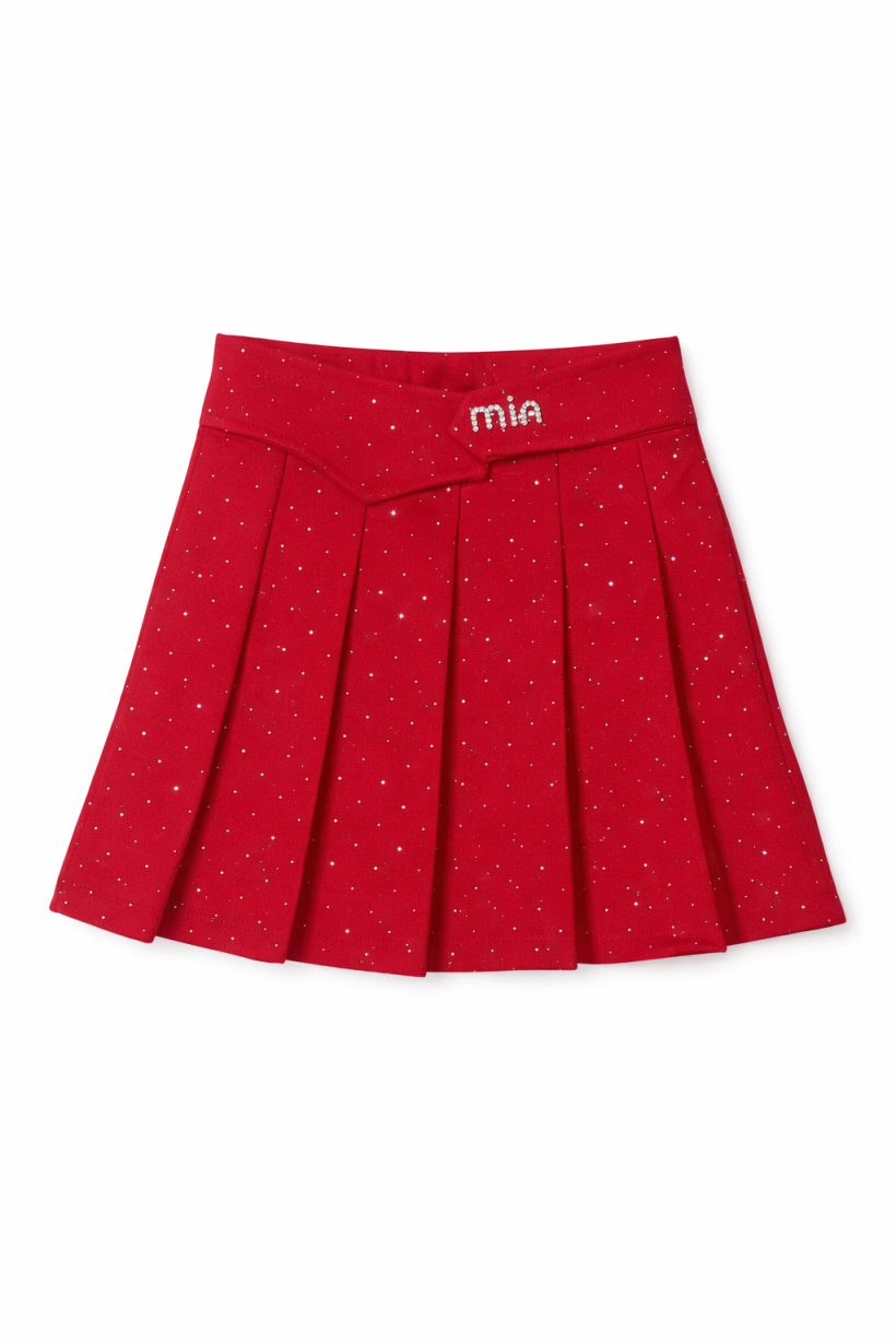 W Spódnica rozkloszowna  MIN blink blink P01161-CZERWONY