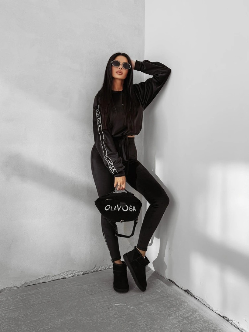 Welurowy komplet damski OLAVOGA VELVET AURA 2025 czarny