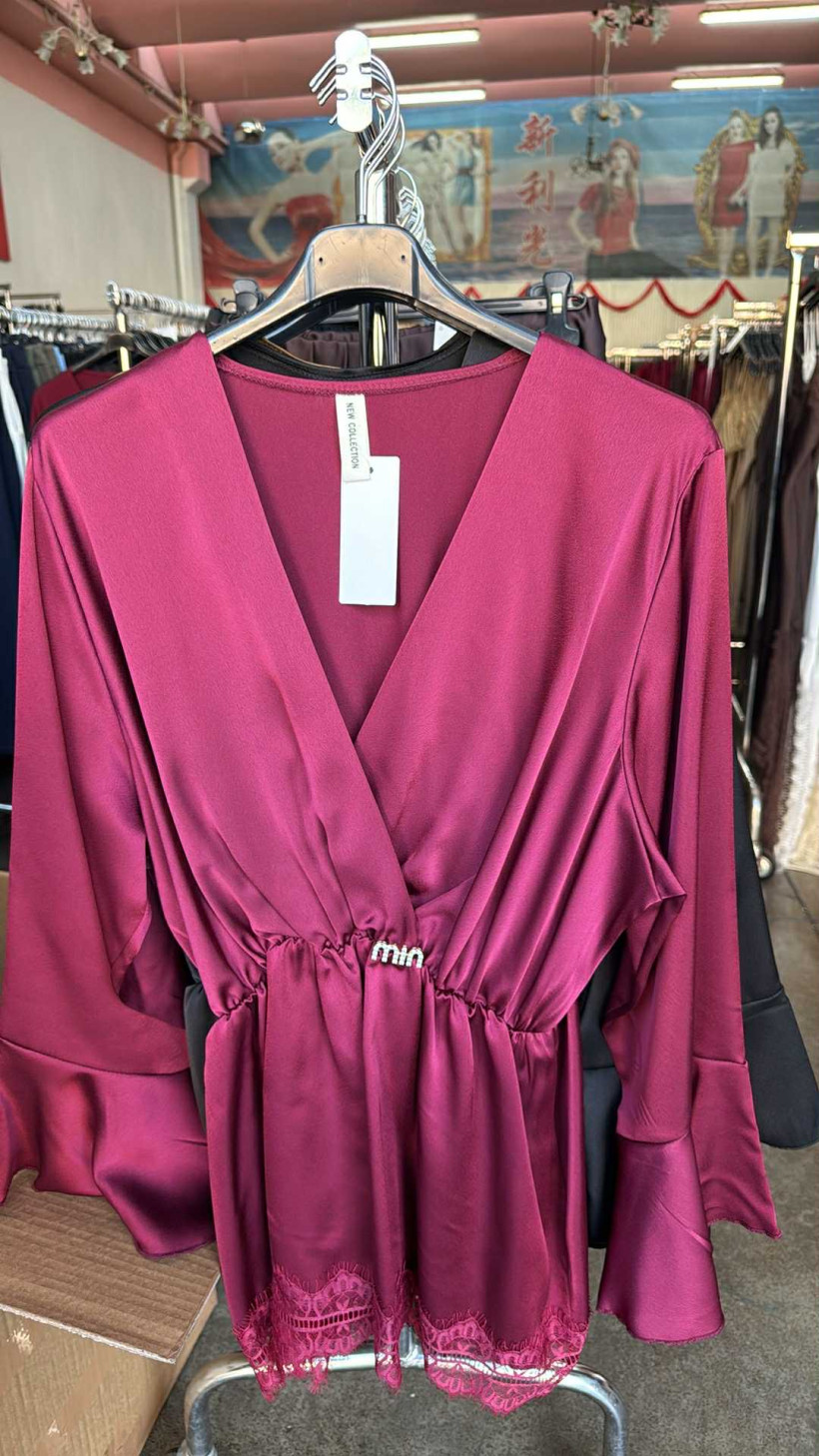 Italia nr.6 - Bluzka jednokolorowa z gumką - 27959 - bordo 