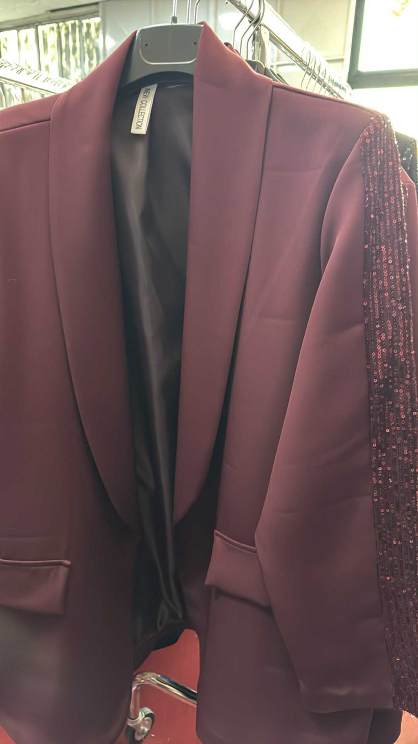 Italia nr.6 - Marynarka garniturowa z lampasem cekinowym - 3611 - bordo