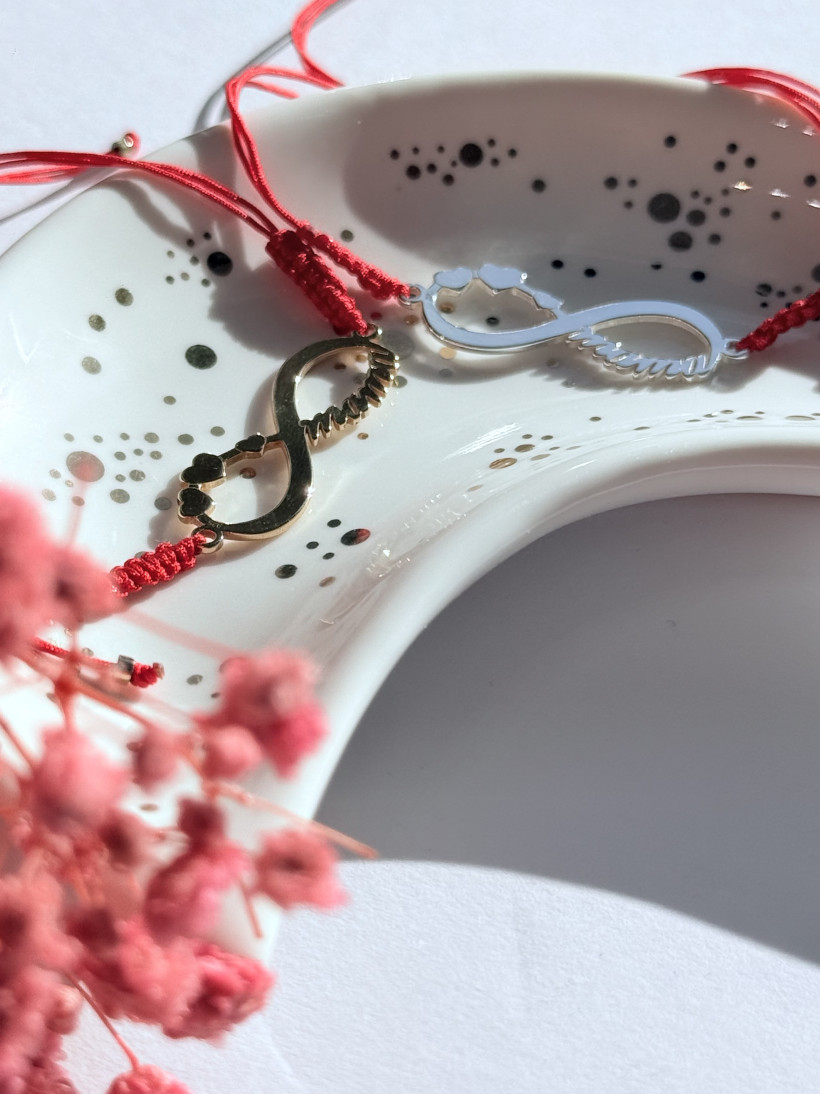 Bransoletka mama nieskończoność srebrna - pozłacana