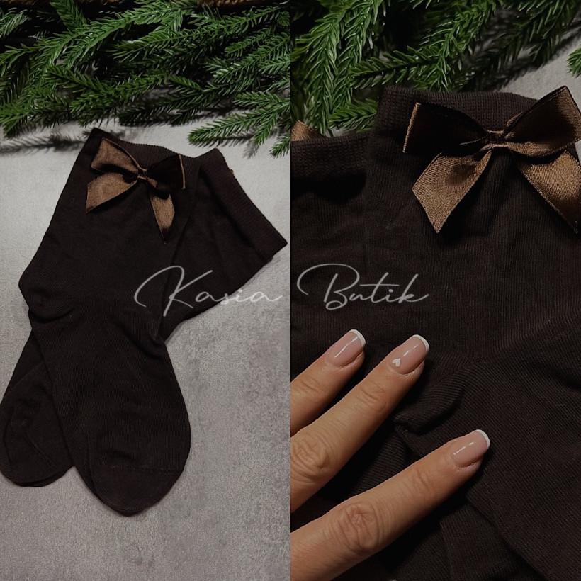 Skarpetki Kokardka Czekoladowe