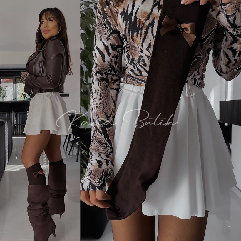 Podkolanówki Kokardka Czekoladowe