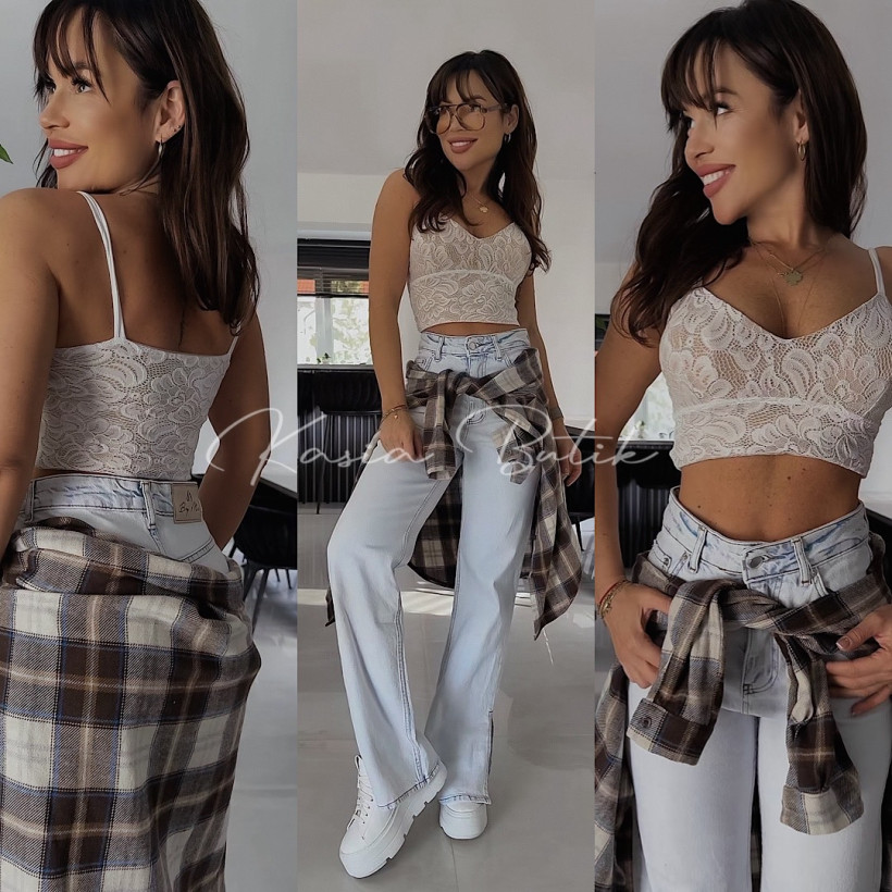 Top Koronkowy By Me Beżowo&Śmietankowy